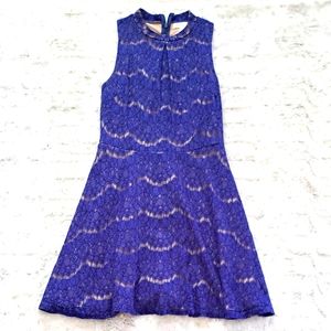 Love Fire crochet blue lined party dress. Size M.